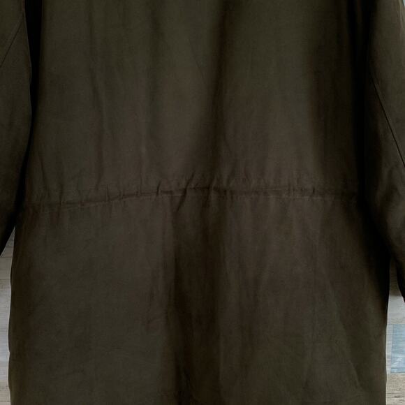 Jos A Bank Flannel Lined Overcoat Brown Faux Suede Field Casual Mens Large - Picture 6 of 8